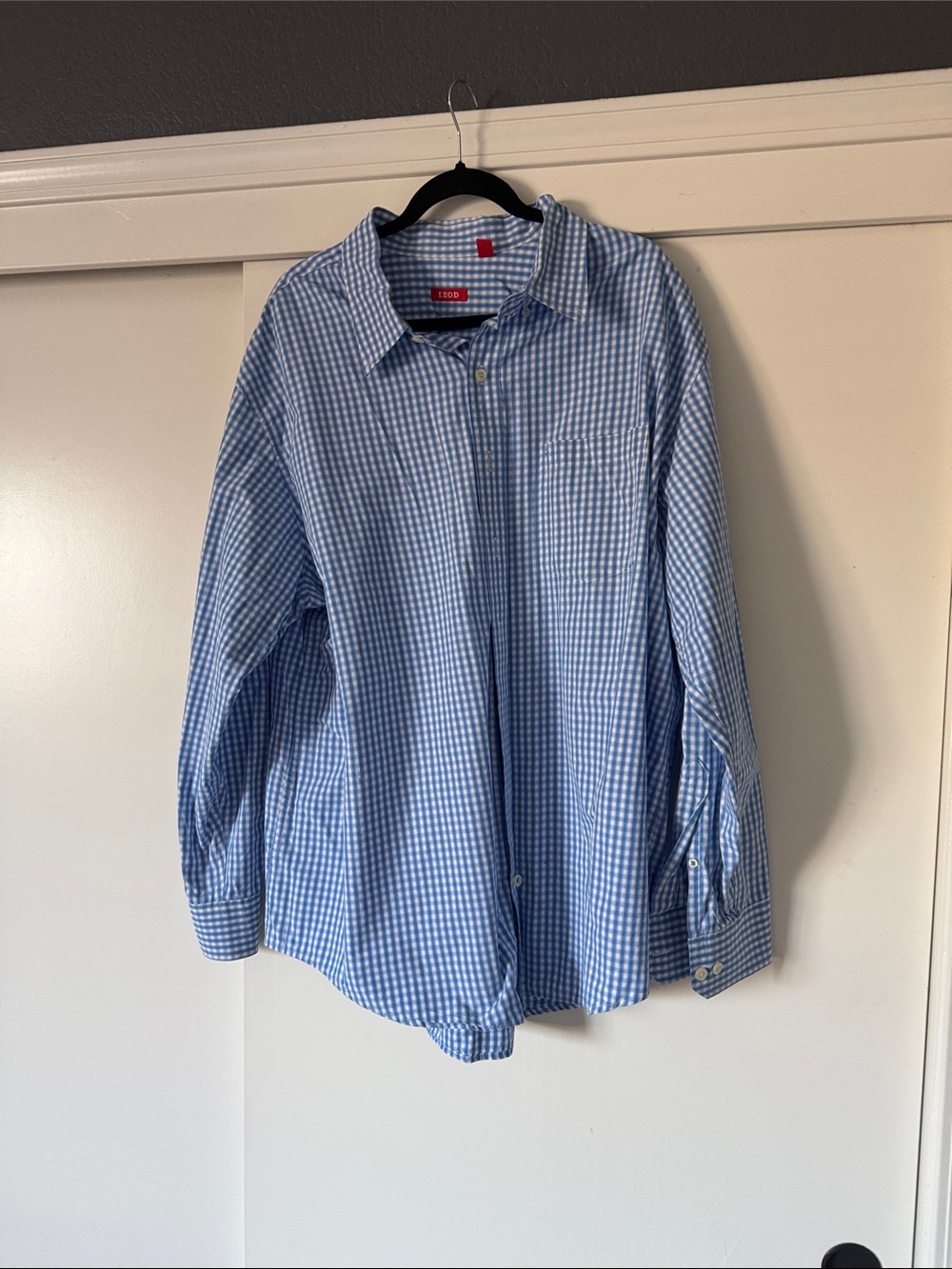 Izod Light Blue Gingham Button-Down Shirt
